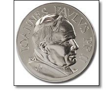 Portrait medal of Pope John Paul II by Fattorini UK
